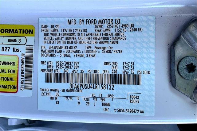 Photo of 2020 White Platinum Metallic Tri-Coat Ford Fusion