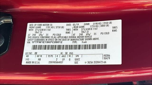 Photo of 2019 Ruby Red Metallic Tinted Clearcoat Ford F-150