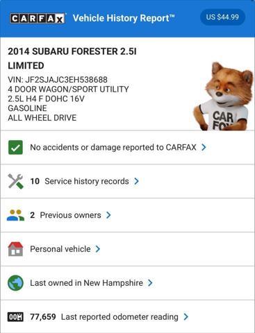 Photo of 2014 White Subaru Forester