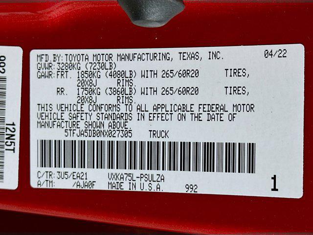 Photo of 2022 Supersonic Red Toyota Tundra