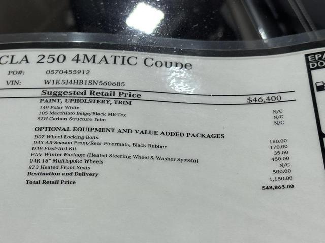 Photo of 2025 Polar White Mercedes-Benz CLA 250