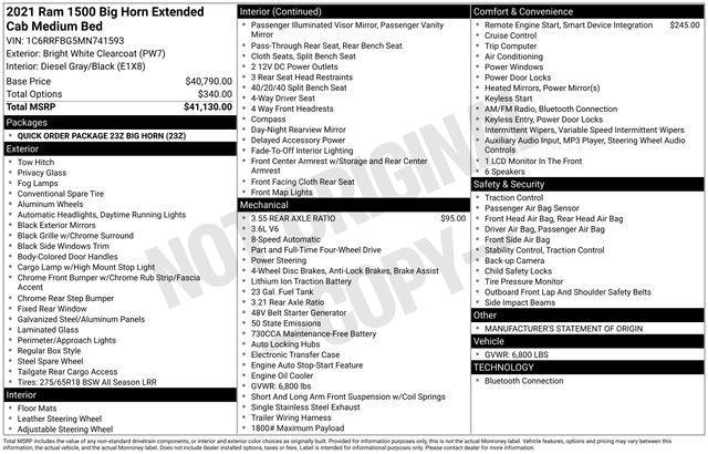 Photo of 2021 Bright White Clearcoat RAM 1500