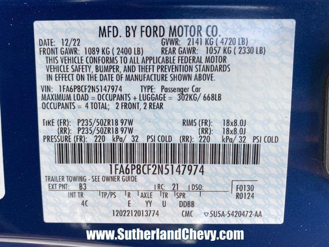 Photo of 2022 Atlas Blue Metallic Ford Mustang