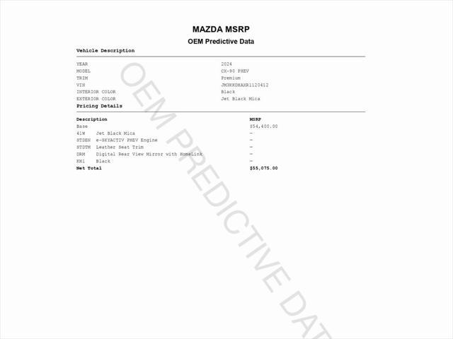 Photo of 2024 Jet Black Mica Mazda CX-90 PHEV