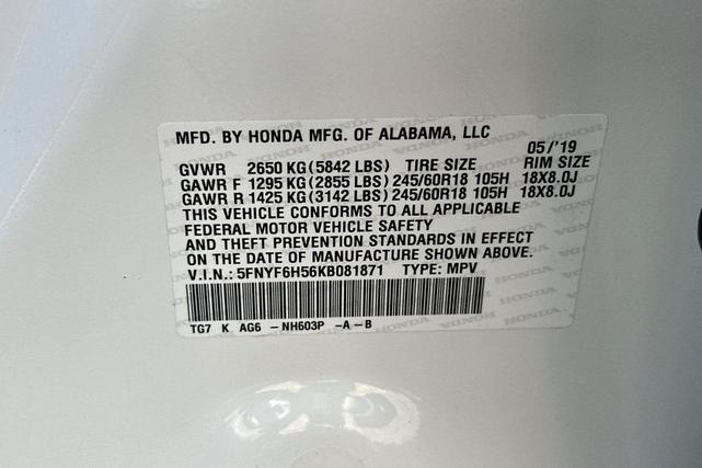 Photo of 2019 White Diamond Pearl Honda Pilot