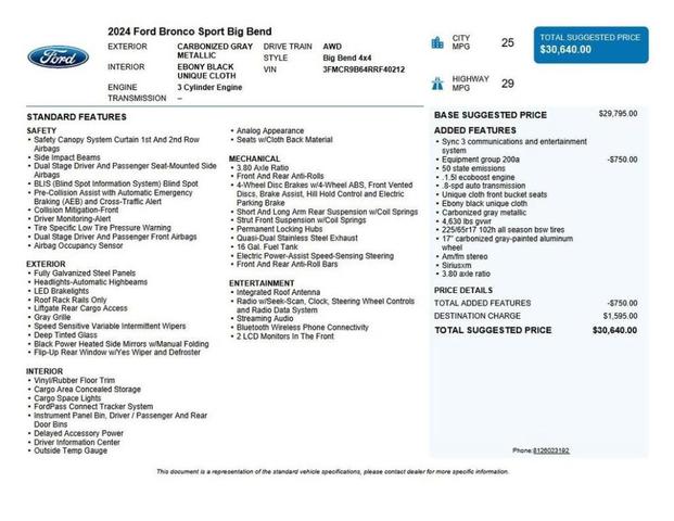 Photo of 2024 Gray Metallic Ford Bronco Sport