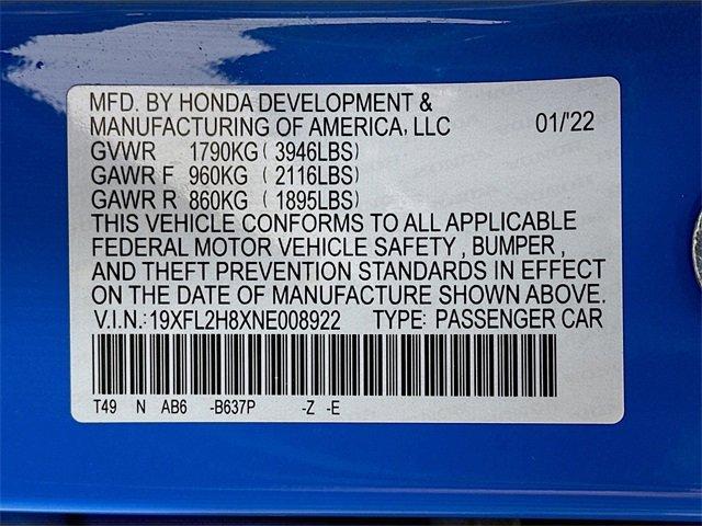 Photo of 2022 Boost Blue Pearl Honda Civic