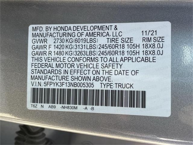 Photo of 2022 Lunar Silver Metallic Honda Ridgeline