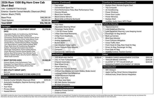 Photo of 2026 Granite Crystal Clearcoat Metallic RAM 1500