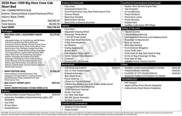 Photo of 2026 Diamond Black RAM 1500