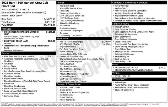 Photo of 2026 Billet Silver Metallic Clearcoat RAM 1500