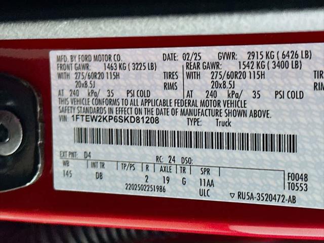 Photo of 2025 Rapid Red Metallic Tinted Clearcoat Ford F-150