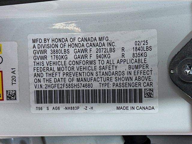 Photo of 2025 Platinum White Pearl Honda Civic