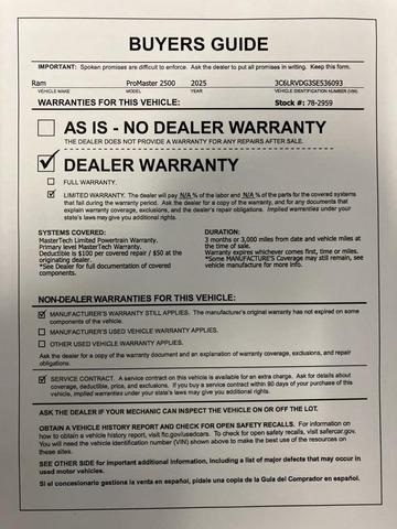 Photo of 2025 Bright White Clearcoat RAM ProMaster 2500