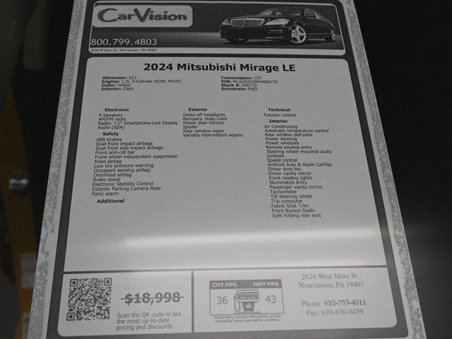 Photo of 2024 Yellow Mitsubishi Mirage