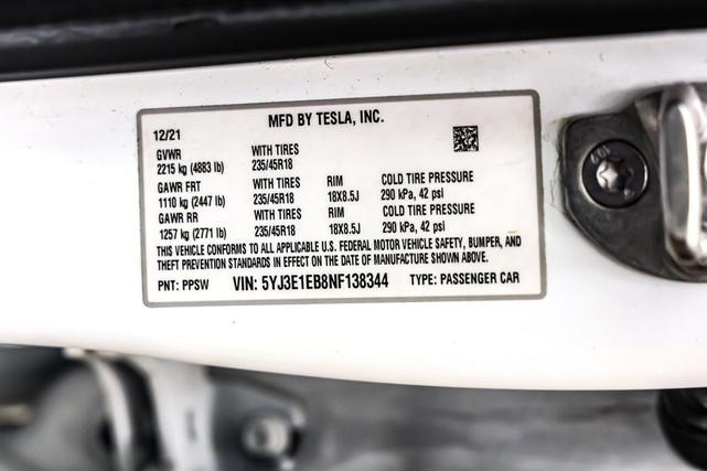 Photo of 2022 Pearl White Multi-Coat Tesla Model 3
