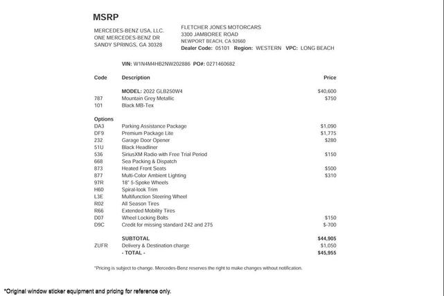 Photo of 2022 Mountain Grey Metallic Mercedes-Benz GLB 250