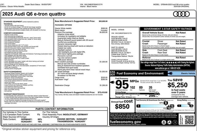 Photo of 2025 Glacier White Metallic Audi Q6 e-tron