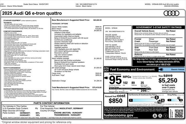 Photo of 2025 Glacier White Metallic Audi Q6 e-tron