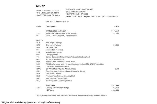 Photo of 2023 MANUFAKTUR Diamond White Mercedes-Benz AMG EQS