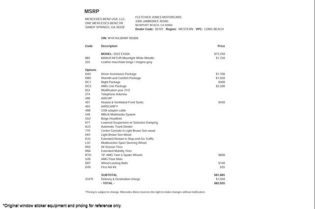 Photo of 2022 MANUFAKTUR Moonlight White Mercedes-Benz E-Class