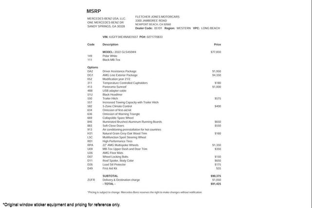 Photo of 2022 Polar White Mercedes-Benz GLS 450