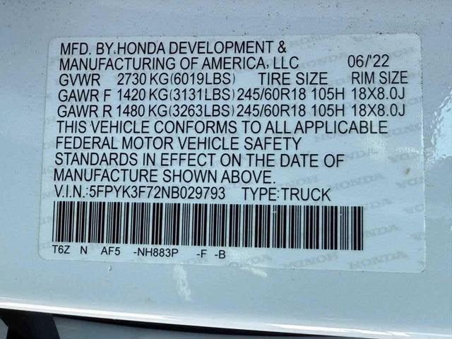 Photo of 2022 Platinum White Pearl Honda Ridgeline