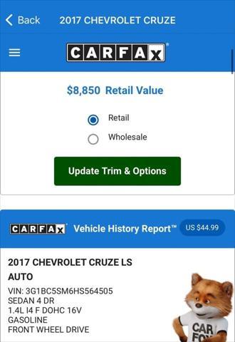 Photo of 2017 Arctic Blue Metallic Chevrolet Cruze