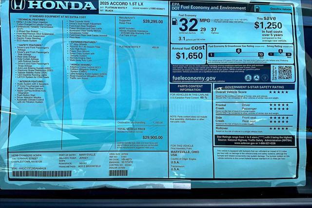 Photo of 2025 Platinum White Pearl Honda Accord