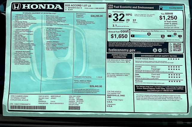 Photo of 2025 Meteorite Gray Metallic Honda Accord