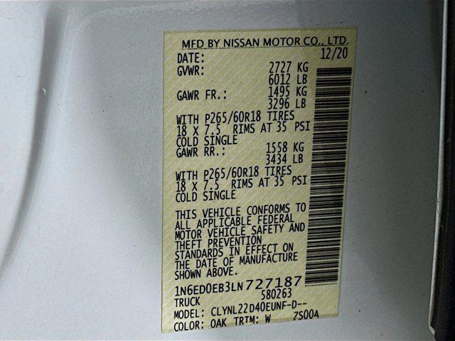 Photo of 2020 Glacier White Nissan Frontier