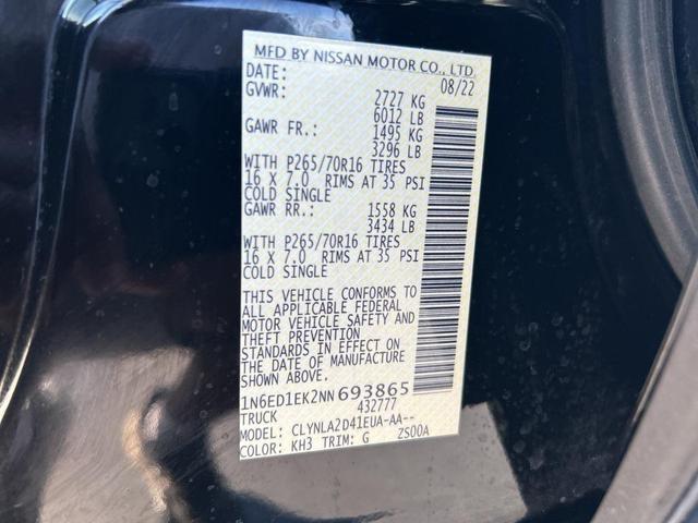 Photo of 2022 Super Black Nissan Frontier