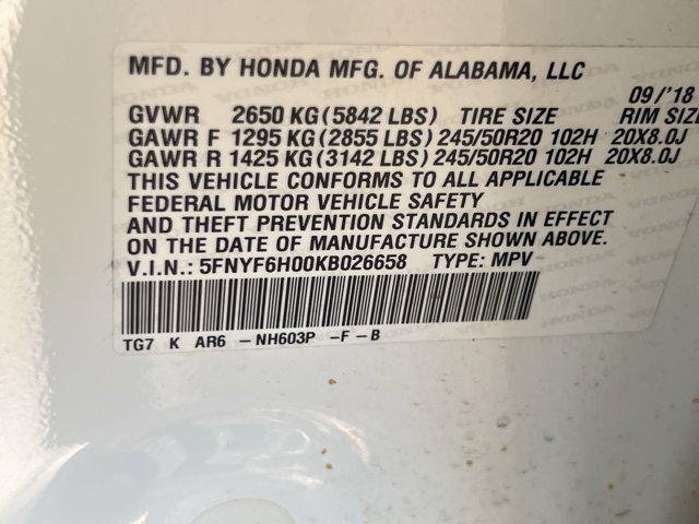 Photo of 2019 White Diamond Pearl Honda Pilot