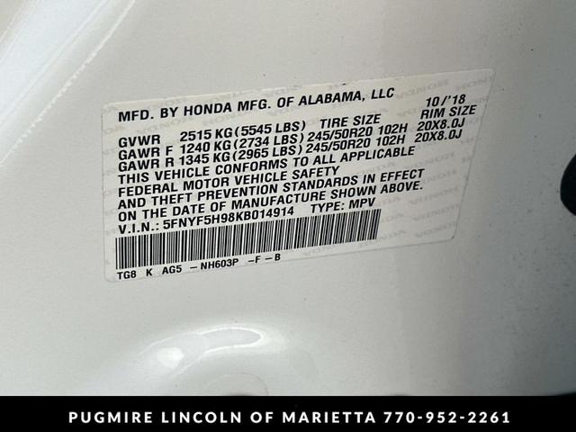 Photo of 2019 WHITE DIAMOND PEARL WHIT Honda Pilot
