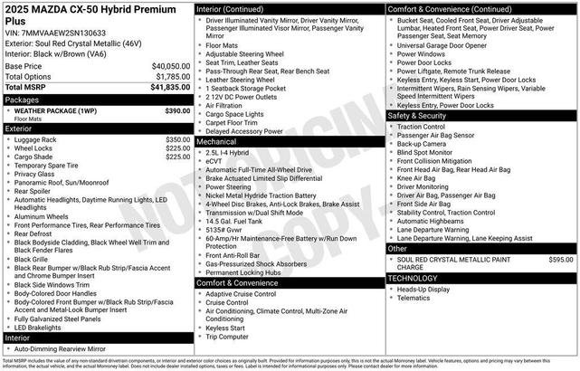 Photo of 2025 Soul Red Crystal Metallic Mazda CX-50 Hybrid
