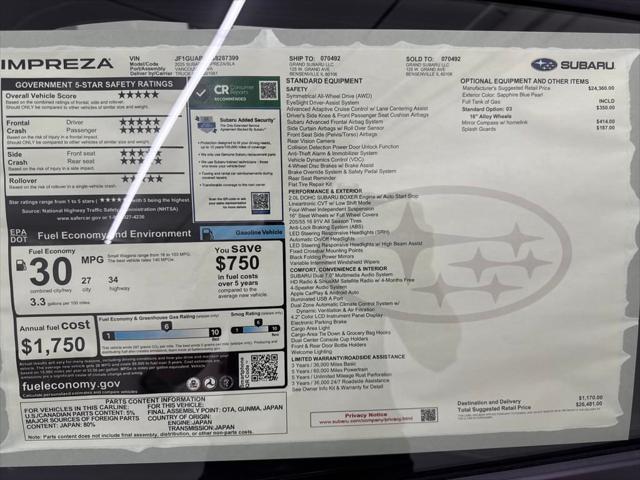 Photo of 2025 Sapphire Blue Subaru Impreza