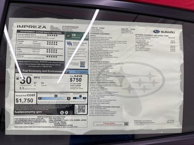 Photo of 2025 Pure Red Subaru Impreza
