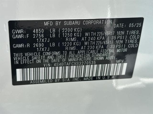 Photo of 2025 White Subaru Outback