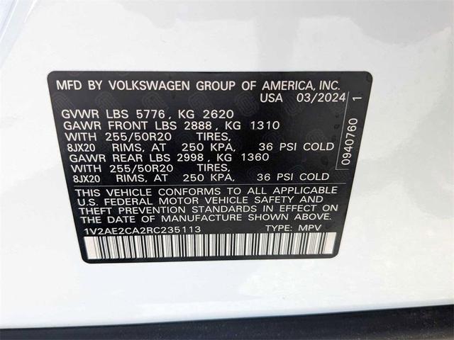 Photo of 2024 Opal White Pearl Volkswagen Atlas Cross Sport