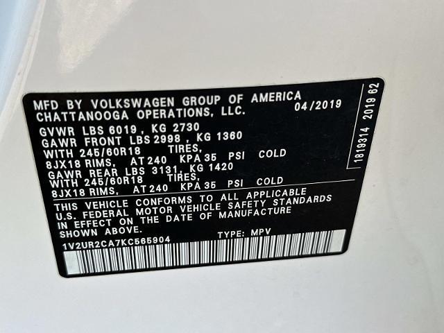 Photo of 2019 Pure White Volkswagen Atlas