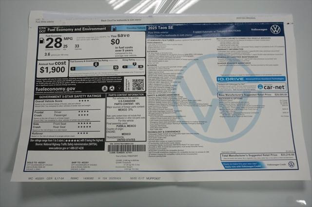 Photo of 2025 Pure White Volkswagen Taos