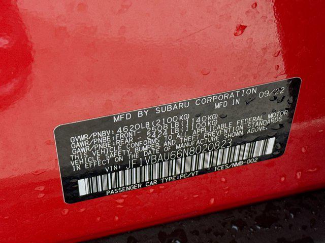 Photo of 2022 Red Subaru WRX