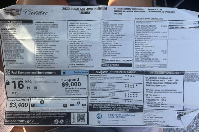 Photo of 2023 White Cadillac Escalade