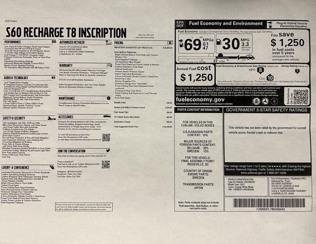 Photo of 2021 White Volvo S60 Recharge Plug-In Hybrid