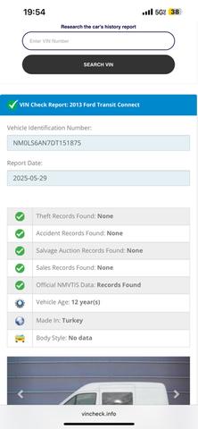 Photo of 2013 White Ford Transit Connect
