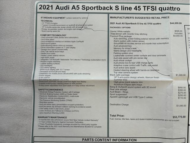 Photo of 2021 White Audi A5 Sportback