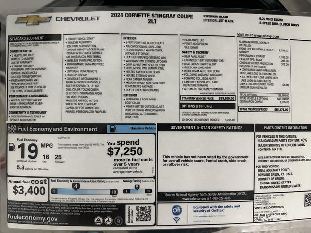 Photo of 2024 Black Chevrolet Corvette