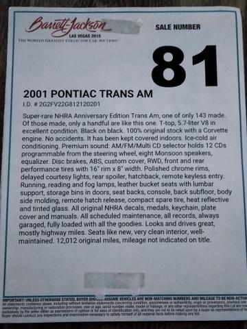 Photo of 2001 Black Pontiac Firebird