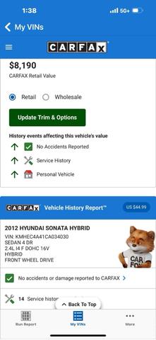 Photo of 2012 Black Hyundai SONATA Hybrid