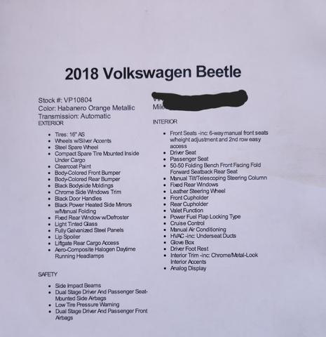 Photo of 2018 Orange Volkswagen Beetle